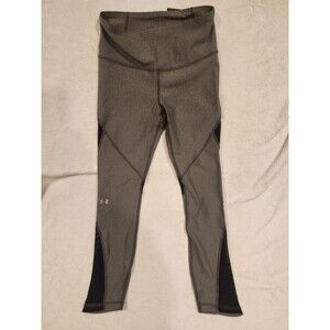 Under Armor Gray Black HeatGear Compression Mesh Sheer Panel Leggings Size S
